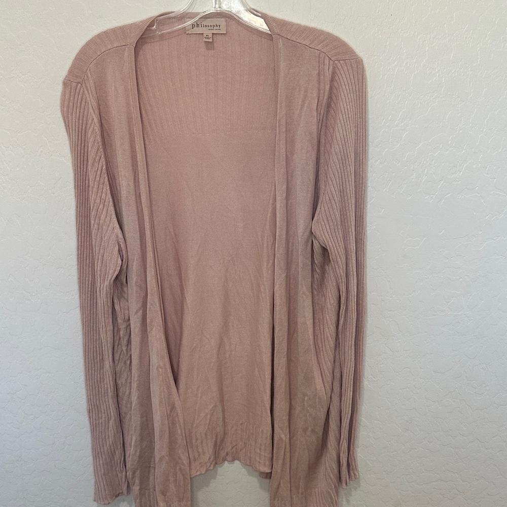 Philosophy Light Pink Women's XL Cardigan 100% viscose blush quiet long sleeve